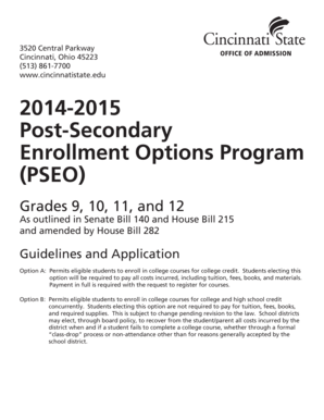 Ohio Post-Secondary Enrollment Options Program Application