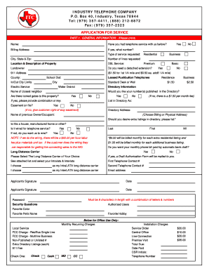 Industry Telephone Company Service Application