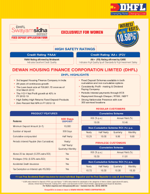 DHFL Fixed Deposit Application Form