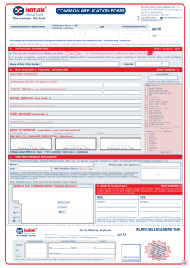 Kotak Mahindra Mutual Fund Application Form