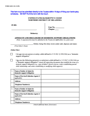 Affidavit and Disclosure of Domestic Support Obligations
