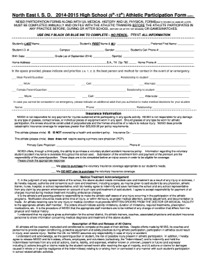 North East ISD High School Athletic Participation Form