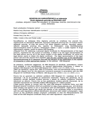 Request Form for Digital Certificates for Legal Persons
