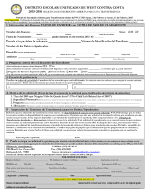 Solicitud de Inscripción Abierta para una Transferencia