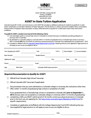 ASSET In-State Tuition Application