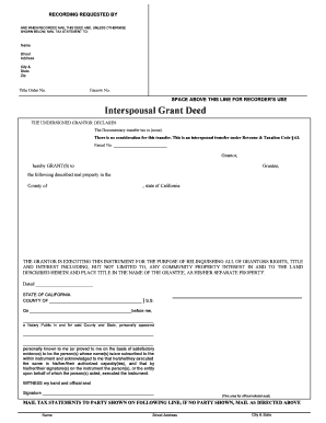 California Interspousal Grant Deed