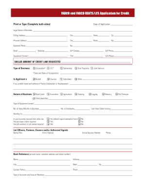 FABCO Credit Application Form