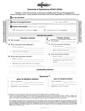 Demande d’Opérations AFNIC (DOA)