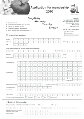 Selfmed Medical Scheme Membership Application