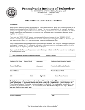 Parent PLUS Loan Authorization Form