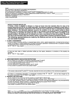 Florida Seller's Real Property Disclosure Statement