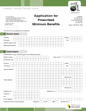 Selfmed Medical Scheme Application Form