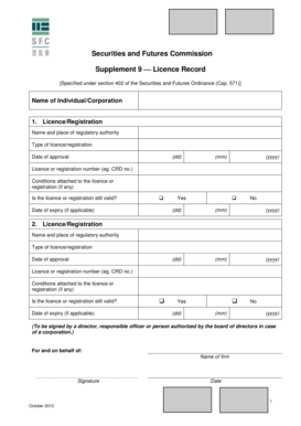Securities and Futures Commission Licence Record