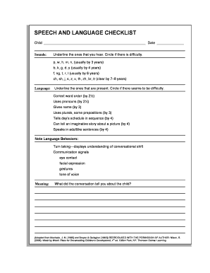 Speech and Language Checklist