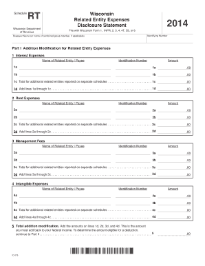 Wisconsin Related Entity Expenses Disclosure Statement