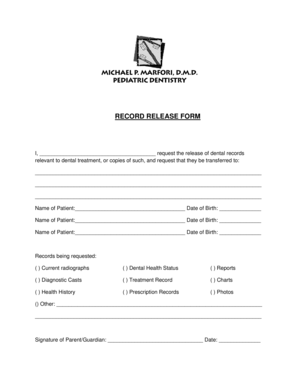Dental Records Release Form