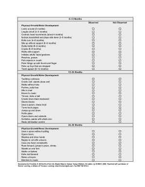 Developmental Checklist for Children 0-36 Months