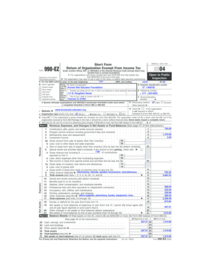 Form 990-EZ Return of Organization Exempt From Income Tax
