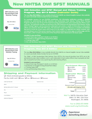 DWI Detection and SFST Training Manual
