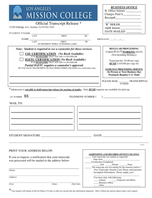 Official Transcript Release Form