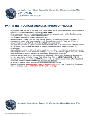 Los Angeles Mission College Scholarship Application