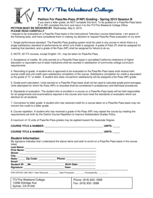 Petition for Pass/No-Pass Grading