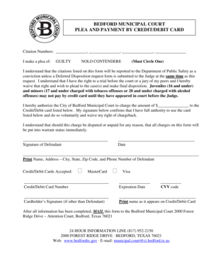 Bedford Municipal Court Plea and Payment Form