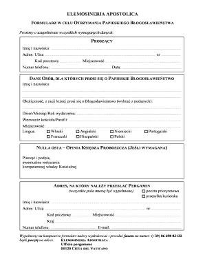 Papal Blessing Request Form