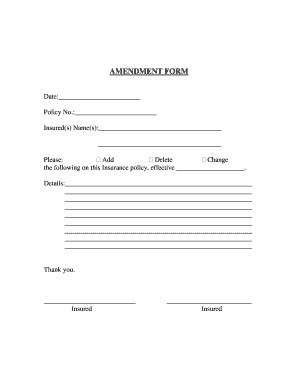 Insurance Policy Amendment Form