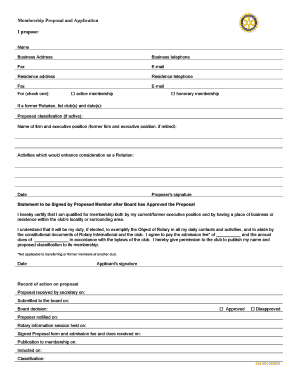 Rotary Club Membership Proposal and Application