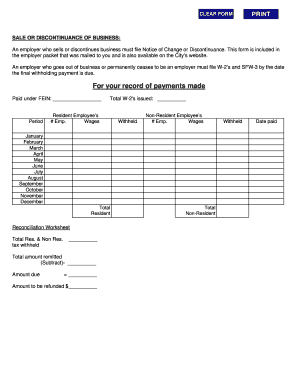 Springfield Employer's Income Tax Return