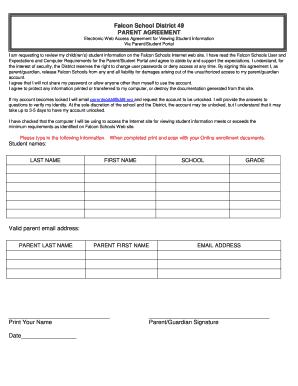 Falcon School District 49 Parent Agreement