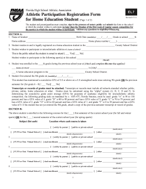 Florida High School Athletic Participation Registration Form