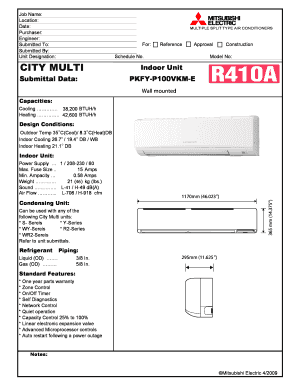 Mitsubishi Electric Air Conditioner Submittal Form