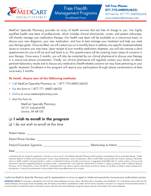 MedCart Specialty Pharmacy Enrollment Form