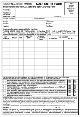 UK Calf Entry Form