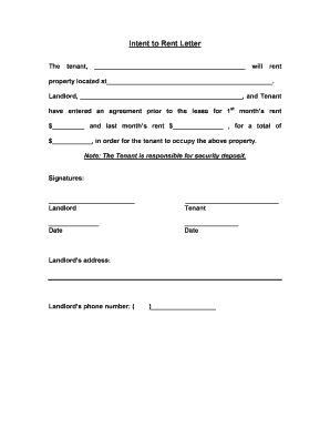 Intent to Rent Letter
