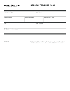Notice of Return to Work