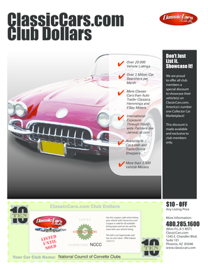 ClassicCars.com Club Dollars Coupon