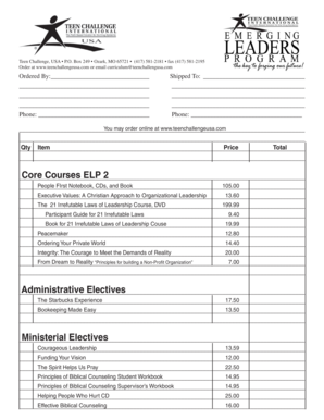 Teen Challenge USA Order Form