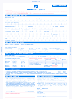 SmartHome Optimum Insurance Application Form
