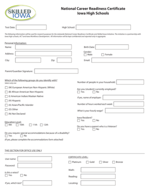 National Career Readiness Certificate Application