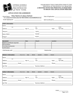 School Admission Application Form