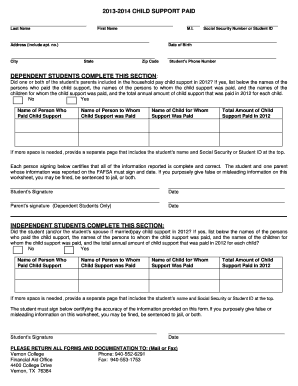 Child Support Paid Form