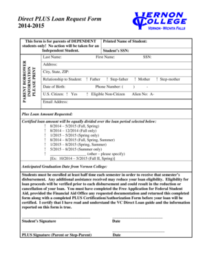 Direct PLUS Loan Request Form