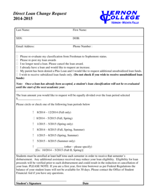 Direct Loan Change Request Form