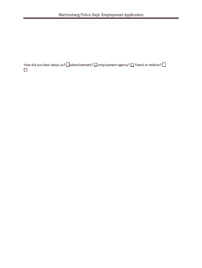 Fillable Online martinsburgpd Martinsburg Police Dept. Employment