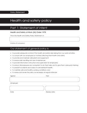 Health and safety policy template for construction updated 09-11