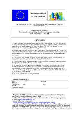 EU Air Passenger Rights Complaint Form