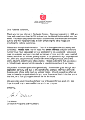 Big Apple Greeter Volunteer Application